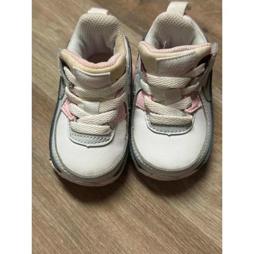 Nike Air Max 90 Tiny Toddler Shoes White Pink Black Size 2C